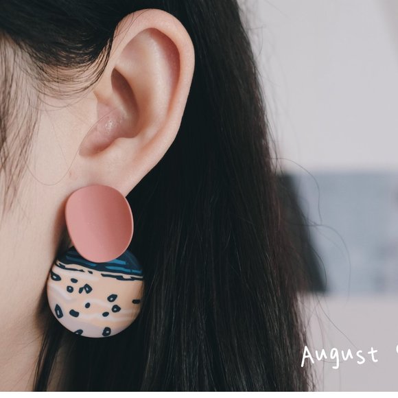 Polymer Clay Earring - Circle - Picture 3 of 4